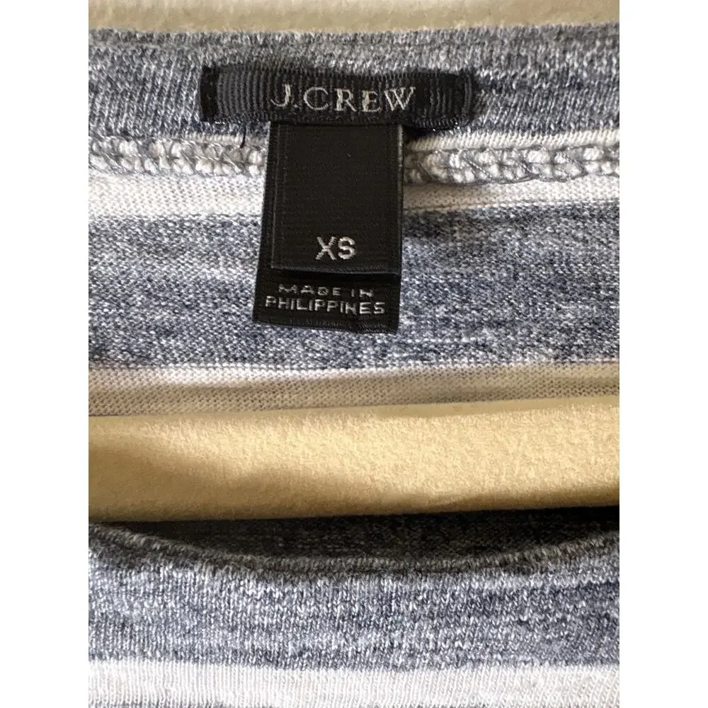 J.Crew Gray and White Boat Neck Tee Sz XS